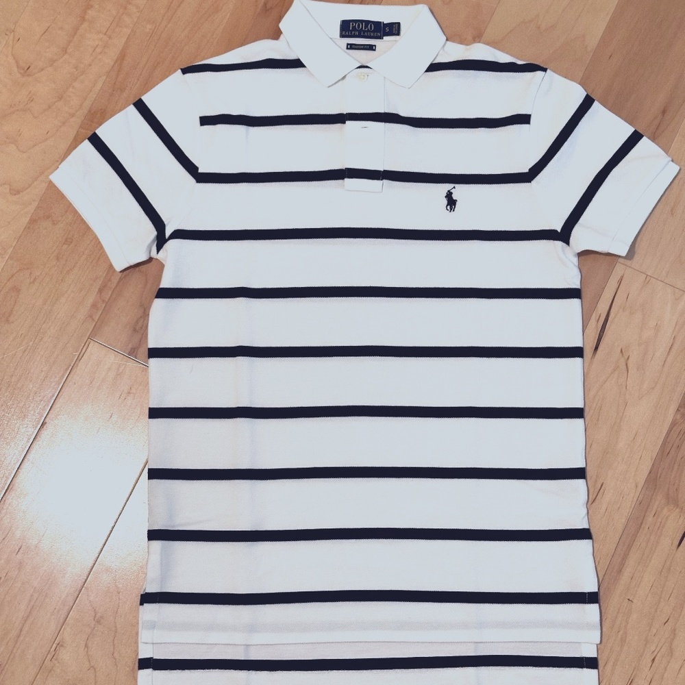 Polo Ralph Lauren Men's‎ Small White/Black Striped 100% Cotton